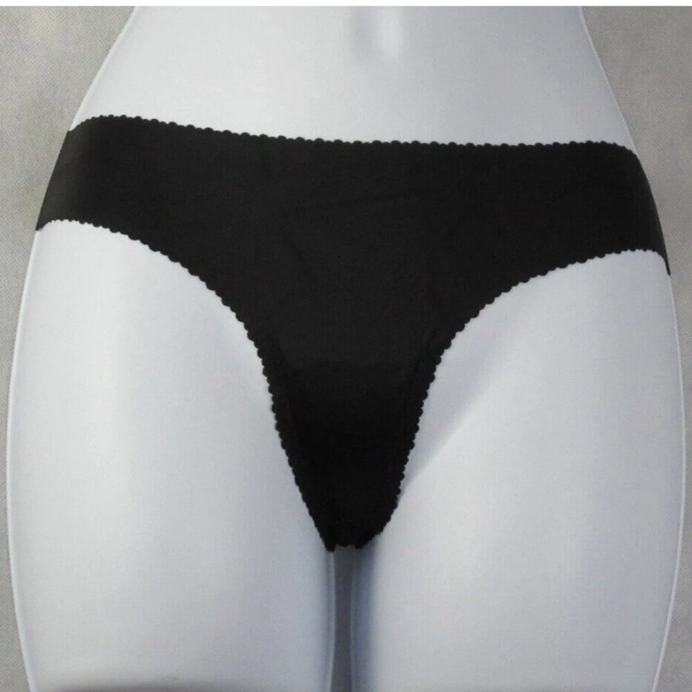 Nude Barre Women's Thong Panty Underwear, 12AM Licorice Black, XS
